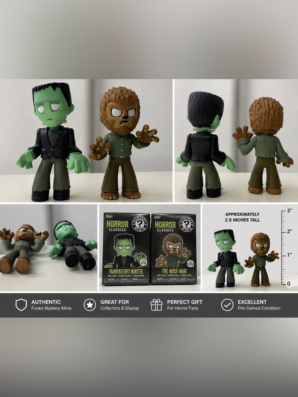 Funko Mystery Minis Horror Classics – Frankenstein & Wolf Man Collectible Figure